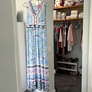 Lilly Pulitzer McKinley Maxi Engineered Dress, Peri Blue Lapis Lanterns Size 12